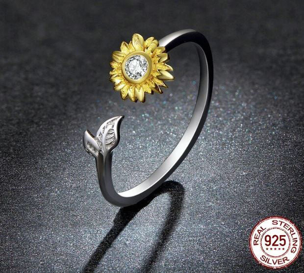Sunflower Ring Sun Gold Adjustable