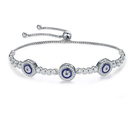 Sterling Silver Tennis Bracelet with blue eyes