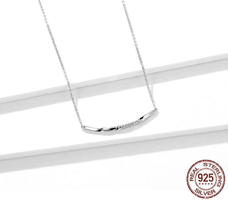 Wave Necklace Pendant Link Chain Clear