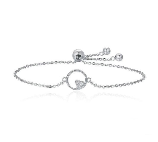 Heart In Circle bracelet for women sterling silver