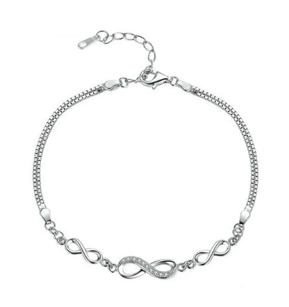Sterling Silver Bracelet For Women Infinity Love Link Chain