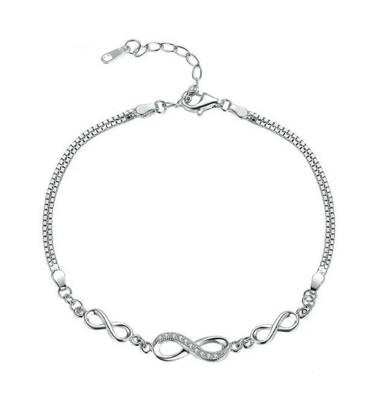 Sterling Silver infinity Bracelet For Women Link Chain