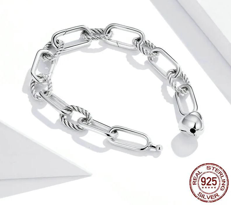 Heart Bracelet Woman Love Chain Paper Clip Sterling Silver