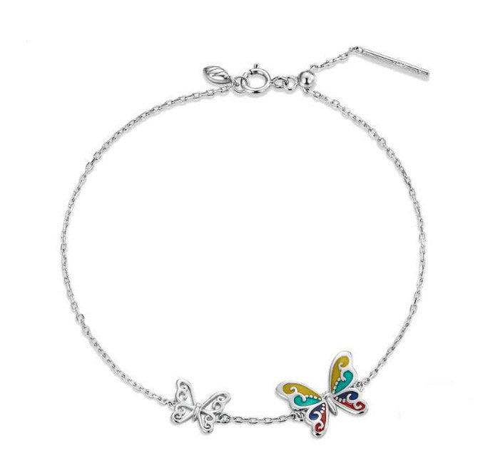 multicolour Butterfly bracelet sterling silver