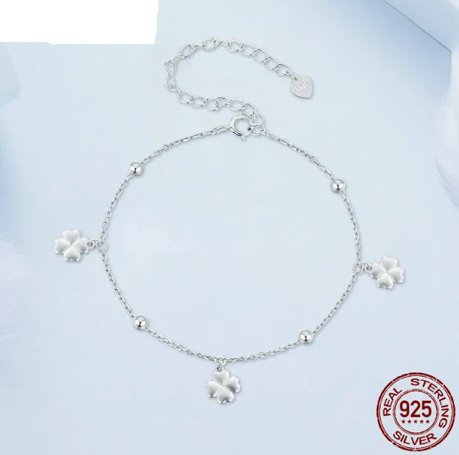925 Sterling Silver Clover Bracelet  Adjustable