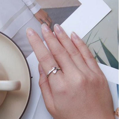 Stackable sterling silver cat ring