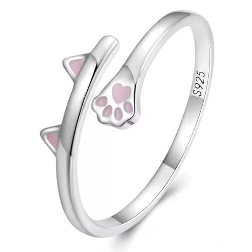 925 sterling silver cat paw ring