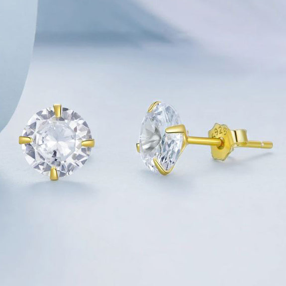 gold stud earrings silver base plated finish