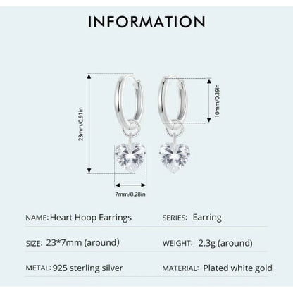 heart earrings lightweight hoop inner diameter detail
