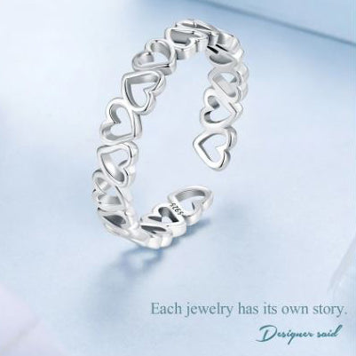 oxidised silver heart ring close view
