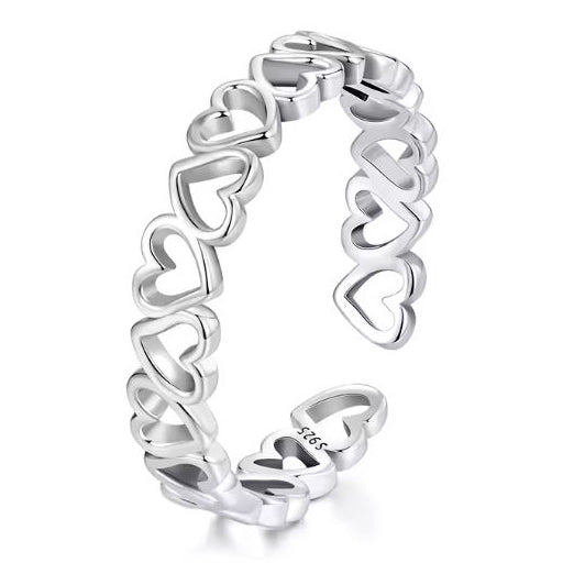 adjustable heart ring sterling silver band