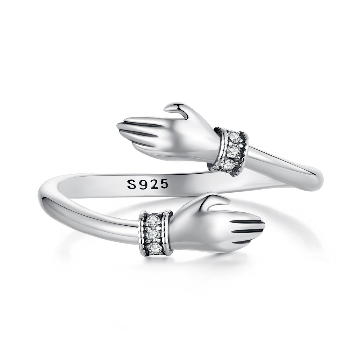 sterling silver hug ring open adjustable design