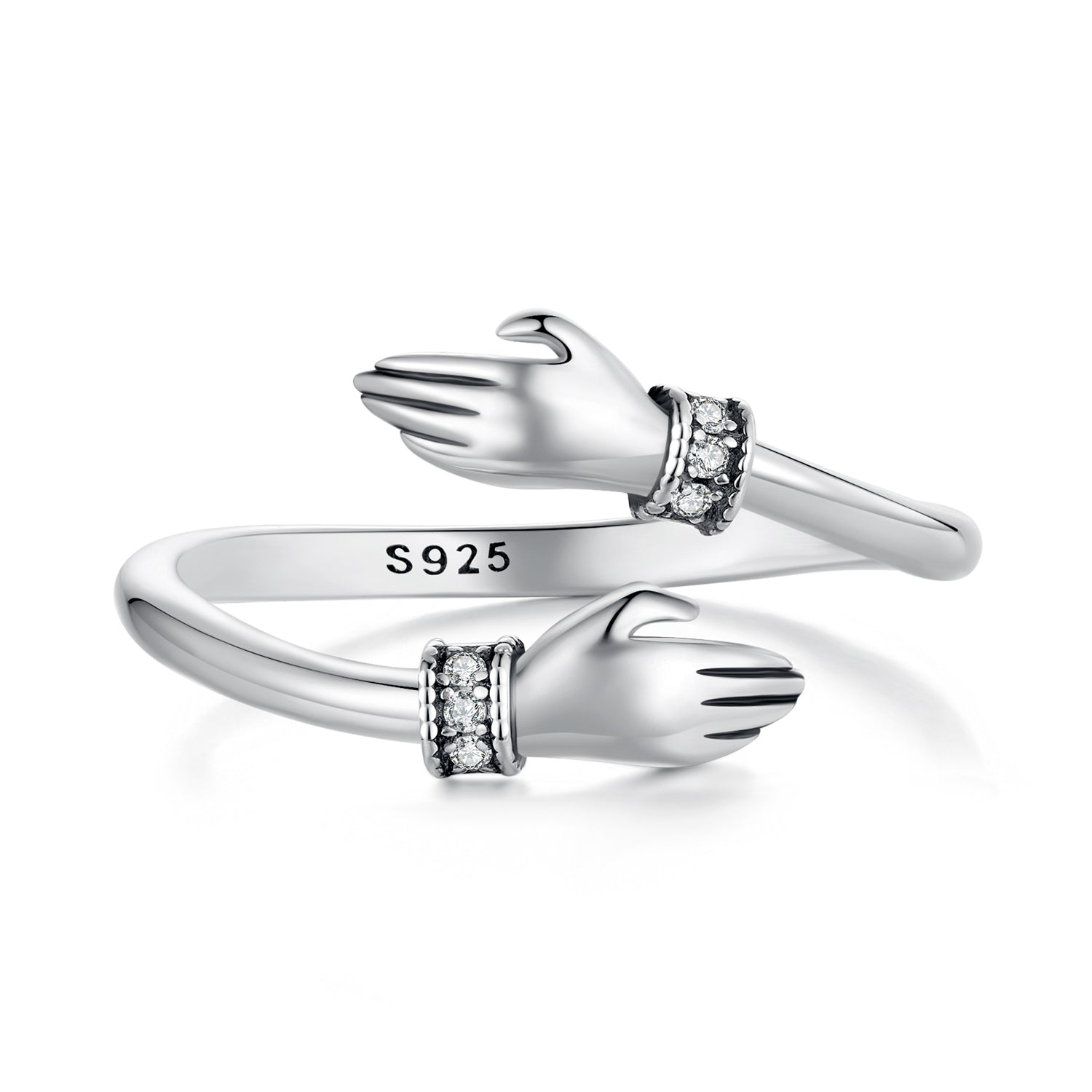 sterling silver hug ring open adjustable design