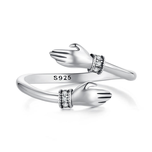 sterling silver hug ring open adjustable design