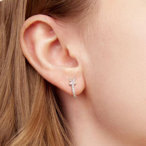 sterling silver huggie earrings clover design