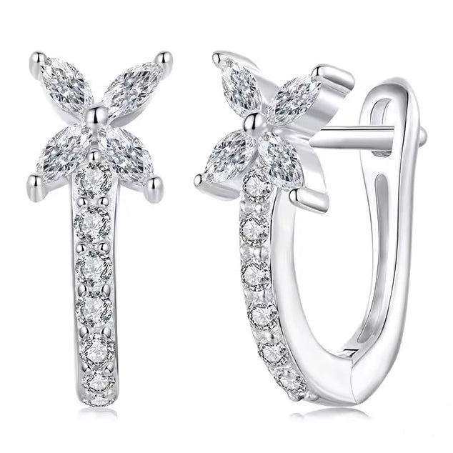 huggie earrings white gold plated finish