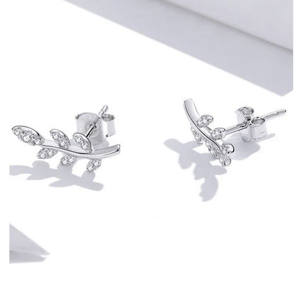pave cz leaves earrings secure fastening