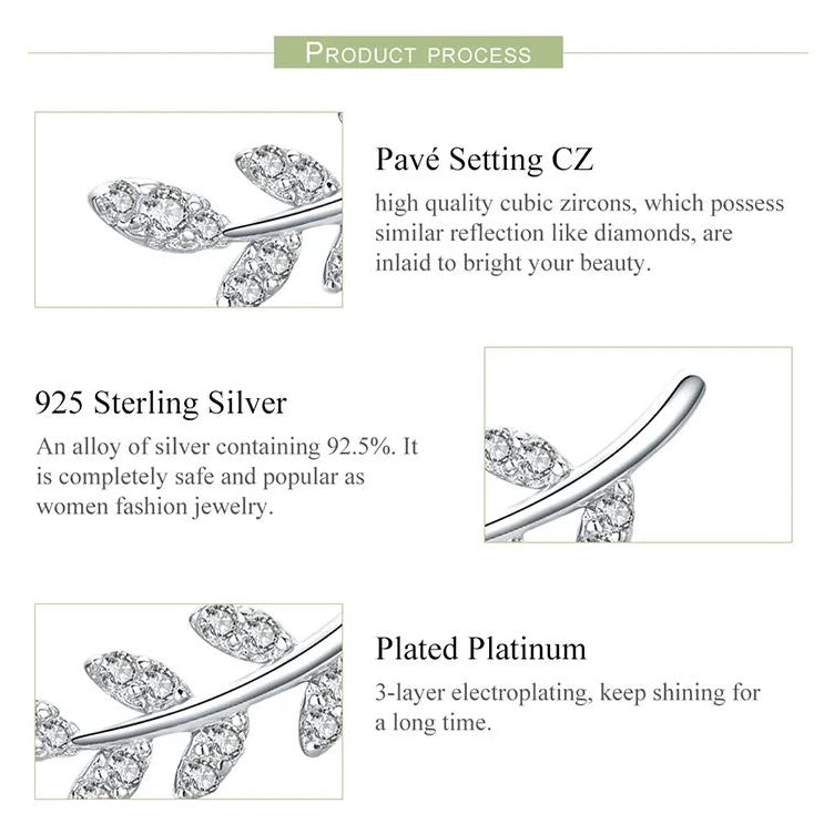 platinum plated leaves earrings product details