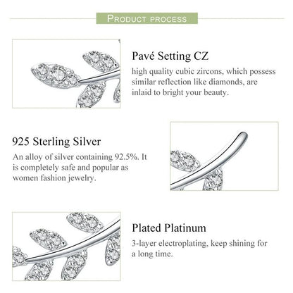 platinum plated leaves earrings product details