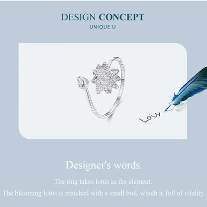 minimalist lotus flower ring for stacking