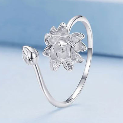 lightweight sterling silver floral open ring