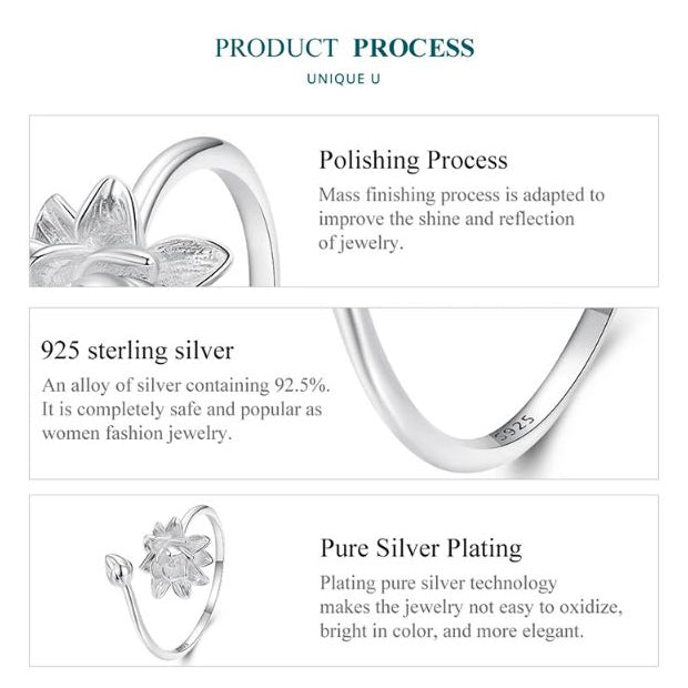 floral sterling silver ring band detail