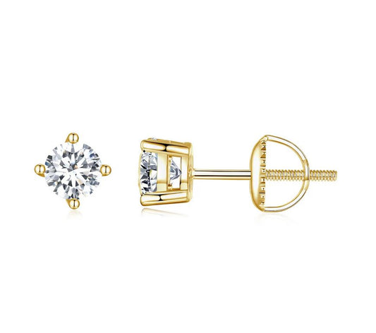 moissanite earrings gold stud close view