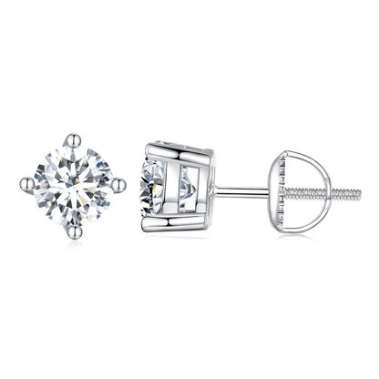 moissanite earrings silver geometric stud design