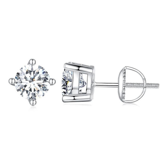 moissanite earrings silver geometric stud design