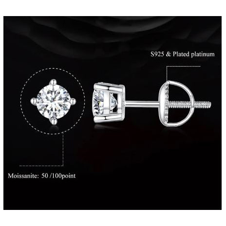 silver moissanite earrings vvs1 clarity detail