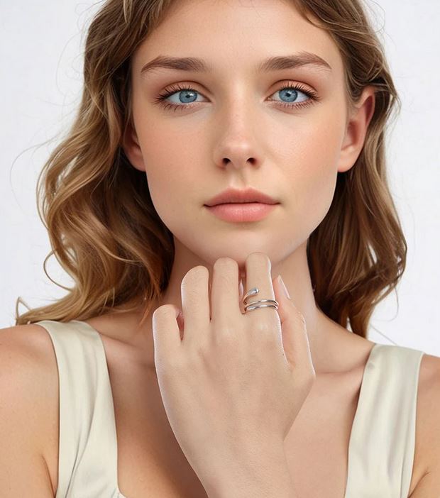 multilayer twist ring modern silver profile