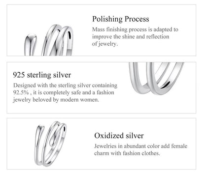 waterdrop ring silver open wrap shape