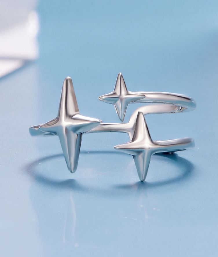 open star ring adjustable double layer